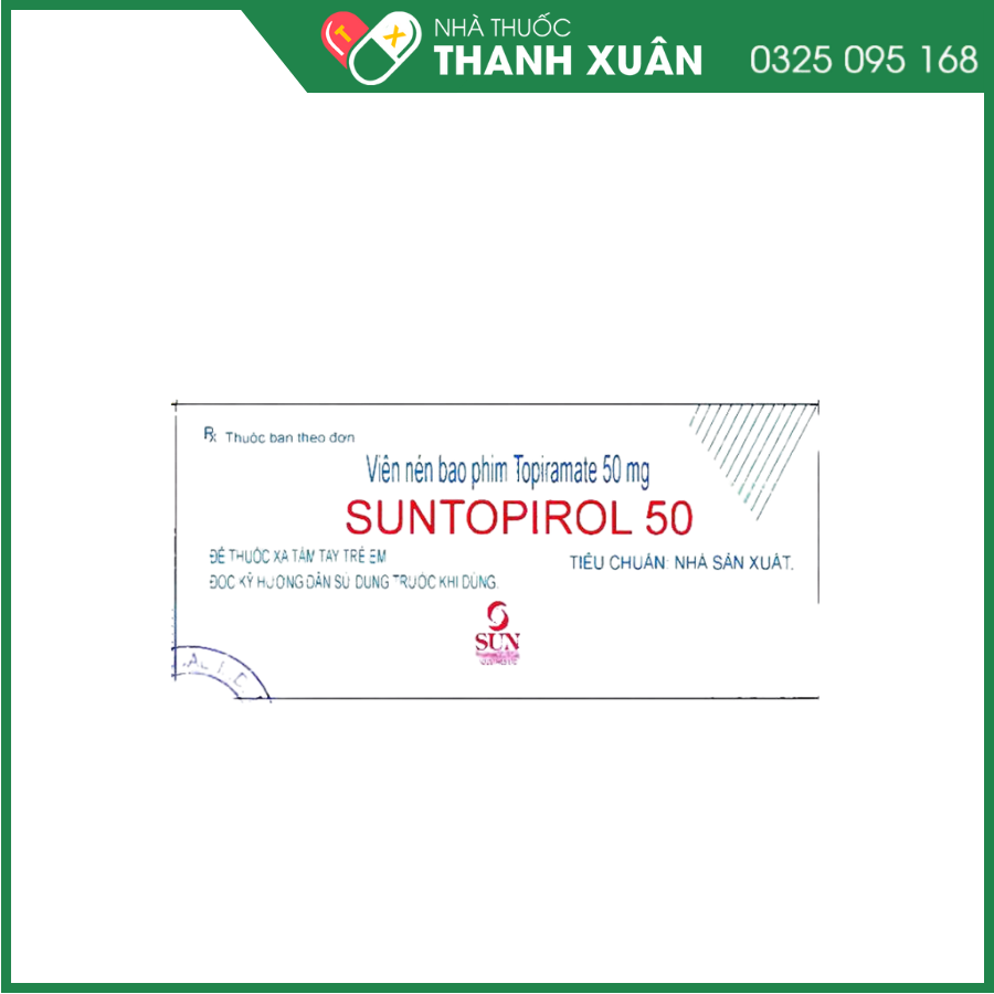 Suntopirol 50 điều trị bệnh động kinh, đau nửa đầu